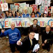 Campaigners (from left) John Taylor, of the Derwent Sports Association, Coun Howard Keal, Rob Williams, headteacher of Malton School and Coun Paul Andrews with supporters, lobbying a previous council meeting