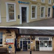 Barclays Bank in Malton and below the town's station