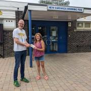 Mike Peters, Friends of New Earswick Pool with Sally Cox, Pavers