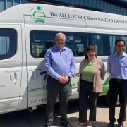 Ryedale Community Transport’s current Chief Officer Andrew Fuller and former Chief Officer Lynne Hodgson with Councillor George Jabbour