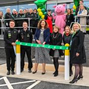 Matthew Robinson, BP regional manager;Jack Thomas, store manager;Councillor Dinah Keal Mayor of Norton; Claire Ead; Gail Cook, Malton Town Council Clerk and Sonya Adams, vice president mobility & convenience UK for BP open the new store watched by staff.