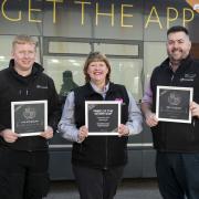 Transdev’s Yorkshire winners including, from left: York and Malton Engineering Supervisor Tim Bowman; Huddersfield-based Team Pennine Driver Mandie Furness; and York and Malton Operations Manager Kel Pizzuti. Harrogate Driver Will Deaton and IT