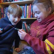 Max and Maya learning with micro:bits, which they borrowed from Scarborough Library. British Science Week is showcasing the STEM subjects of science, technology, engineering and maths.