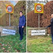 In Oswaldkirk Cllr George Jabbour's locality funding improved the village signs