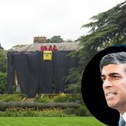 The incident at the Prime Minister's constituency home on August 3 with, inset, Rishi Sunak (Image: PA)