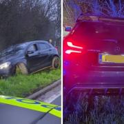 The crashed Mercedes stolen from a home in York