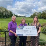 Sheila Riby and Carolyn Strickland, joint ladies’ captains at Kirkbymoorside Golf Club present a cheque to Emma Sargent, Community Fundraiser at York & Scarborough Hospitals Charity