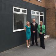 Town clerk Gail Cook with Mayor of Maltn Ian Conlan and Deputy Mayor Cllr Lindsay Burr outside the council's new premises in Newgate, Malton