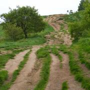 Damage and erosion at Roseberry Topping. Photo Andrew Davies