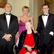 Laura Robertson-Tierney, 17, at the awards ceremony with, from left, Neil Sample, mum Emma, and Laura’s boyfriend Jaden Thorpe