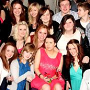 Laura Robertson-Tierney surrounded by her friends at her 18th birthday party on Saturday