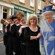 Sue Carter (right) and her staff, from left to right, Clare Steel, Hayley McGarry, Nicky Parker and Jayne Thompson, who are all helping to raise money for charity during the Queen’s Diamond Jubilee year