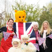 Lily and William Hepworth promote a Jubilee teddy bears’ picnic in Pickering with Linsey Eddon, Ian Hepworth, Julie Hepworth and Sarah Hepworth