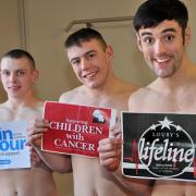 Friends Kain Atkinson, Scott Simpson and Ryan Swain put in some  training for their Full Monty-style fundraiser