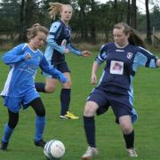 Action from the match between Heslerton Under-15 girls and their Cayton counterparts