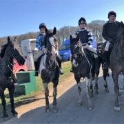 Charlotte Dring, Diana Feaster, Janet Bargh and Brian Hyland after the Kiplingcoates Derby 2019.