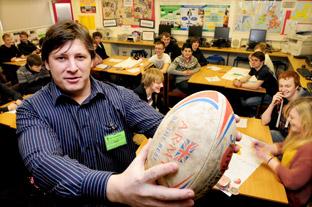Ex-Great Britain rugby league international John Stankevitch during a vist to Lady Lumley's School in Pickering, where he took part in a motivational workshop with pupils.