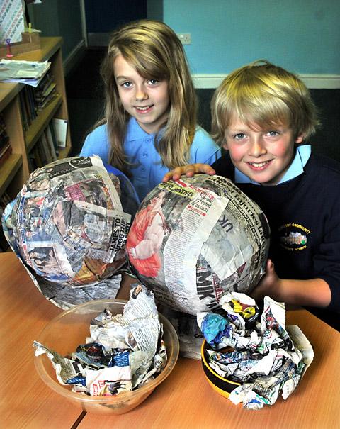 Slingsby Primary School pupils prepare for the annual village scarecrow trail.