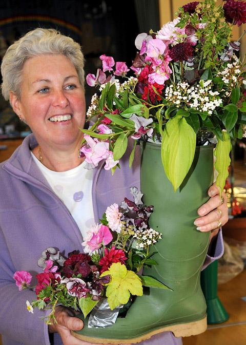 Trudy Carr with one her entries for Slingsby annual produce show.