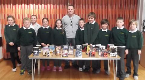 Author Mark Morris with pupils who took part in a Doctor Who workshop at Amotherby School.