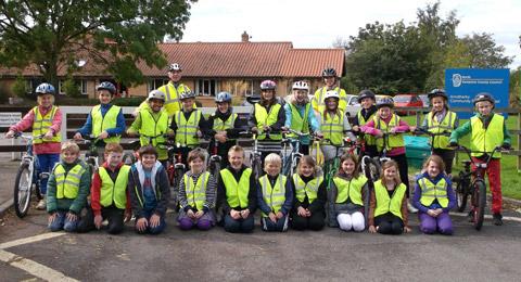 Pupils at Amotherby Primary School on their bike training day.