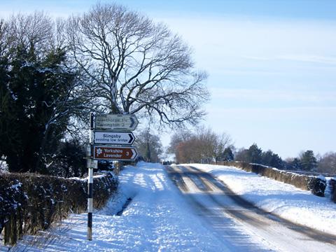 Thick snow near Slingsby, pictured by reader Alison Woods.
