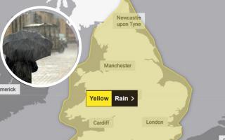 Yellow alert for rain for England