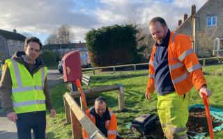 Councillor George Jabbour met with Openreach engineers as they restored the internet connection