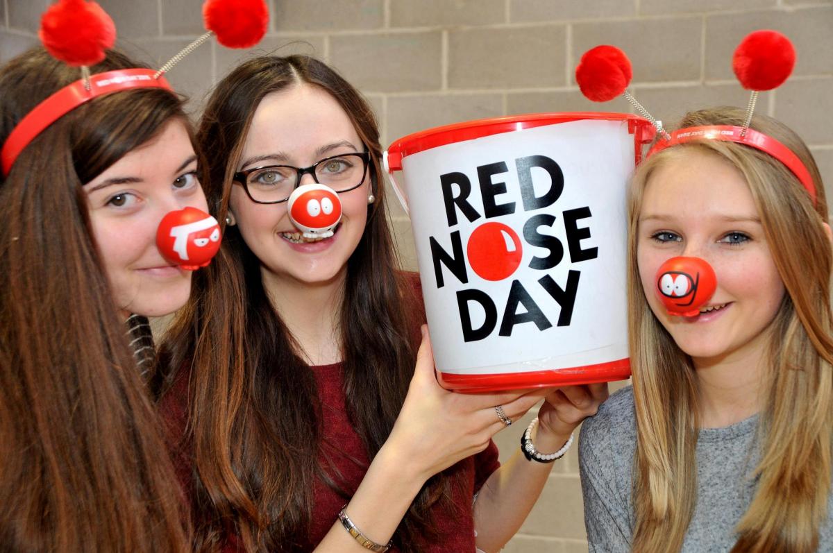 Georgia Lancaster, Beth Rose and Holly Dunnett, from Lady Lumley’s School, with a bucket of money collected during their week of fundraising for Comic Relief.