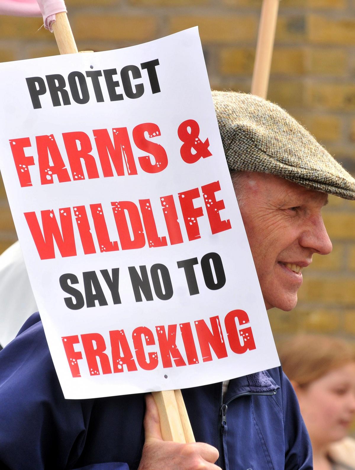 An anti-fracking protestor takes to the streets of Malton.