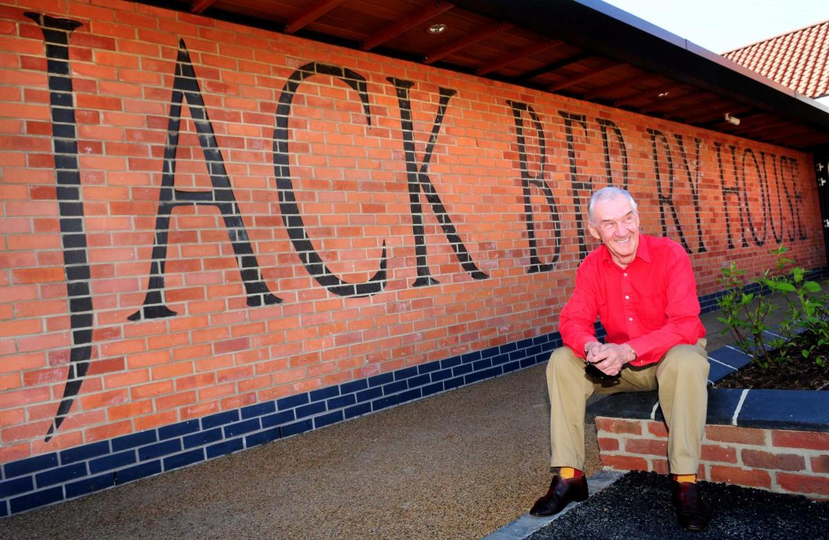 Jack Berry outside the new rehabilitation centre for injured jockeys, in Malton, named in his honour.