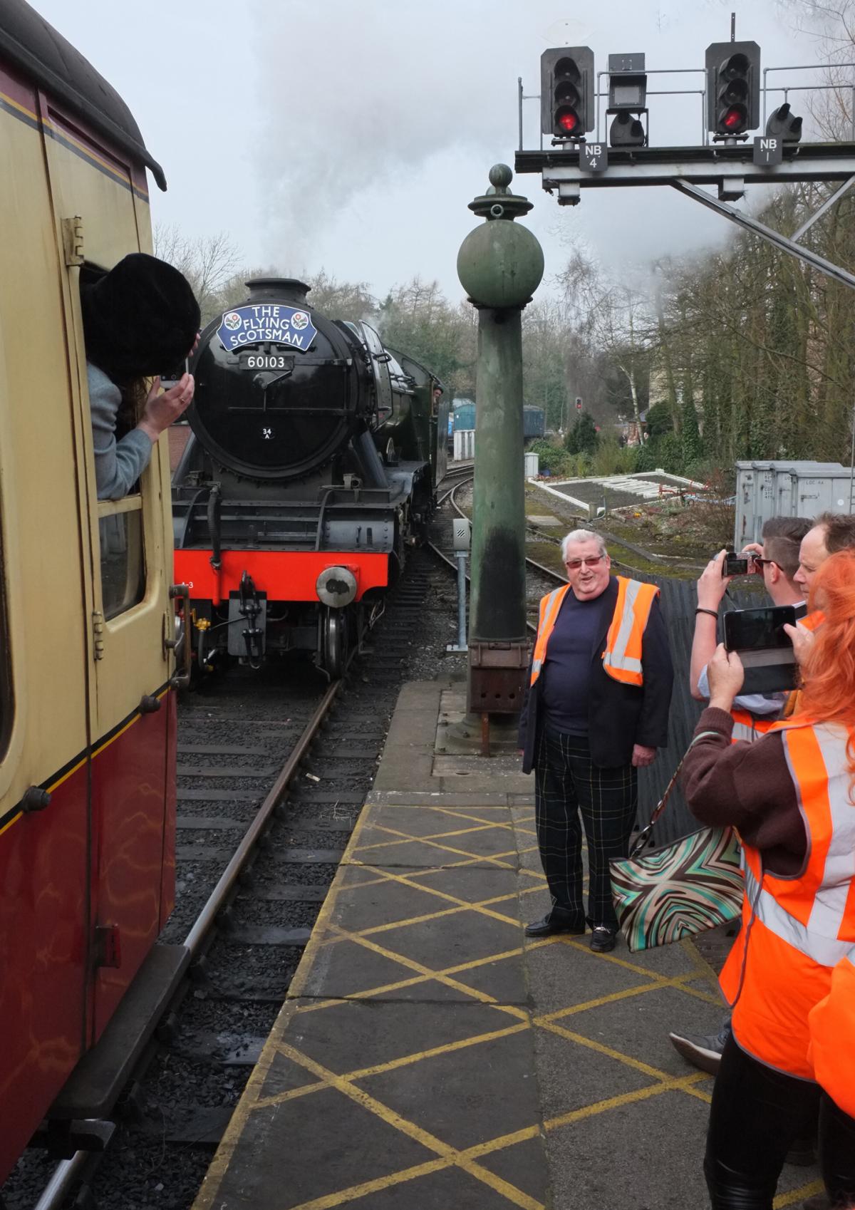 Sir William McAlpine visited Pickering to see The Flying Scotsman    Picture Mike Ambler