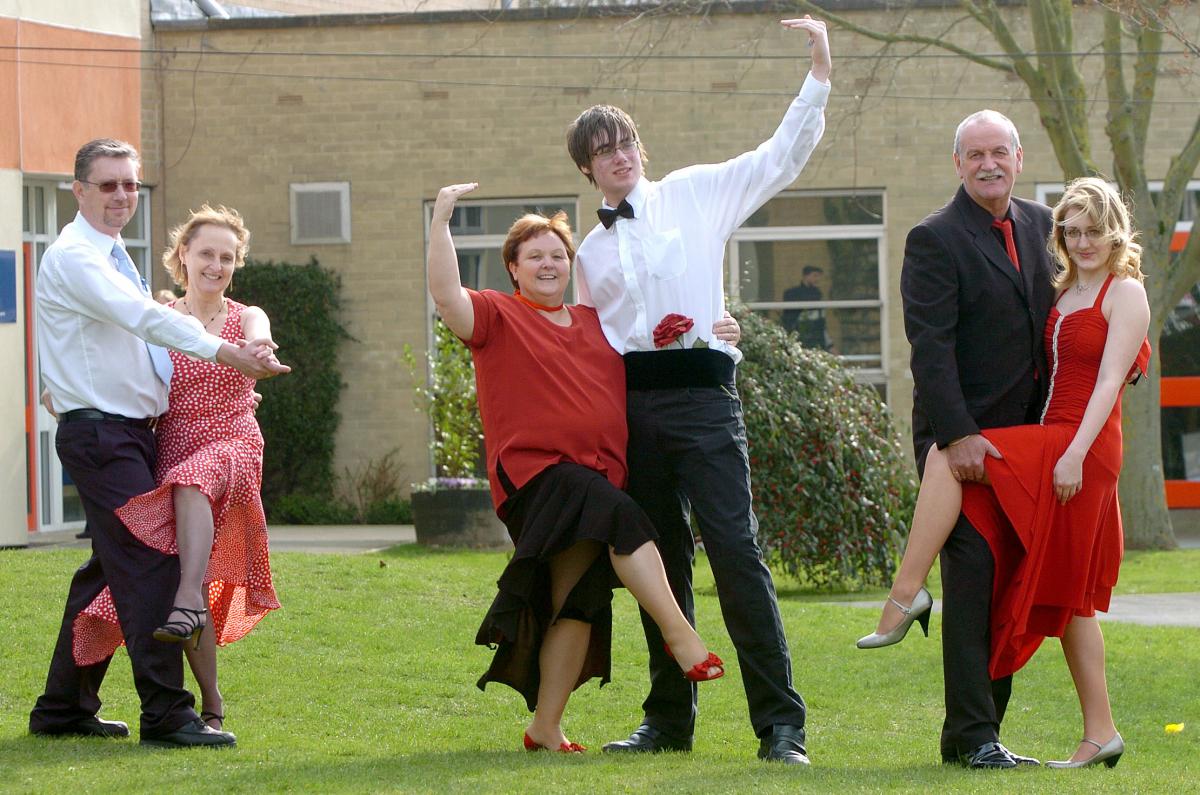 2007: Ready to dance for Comic Relief at Lady Lumley's School, Pickering, (from left) Paul Bircumshaw, Jeanette Fenner, Kath Walker, Michael Shephard, Kevin Hughes and Danni Shaw. Pic: Mike Tipping