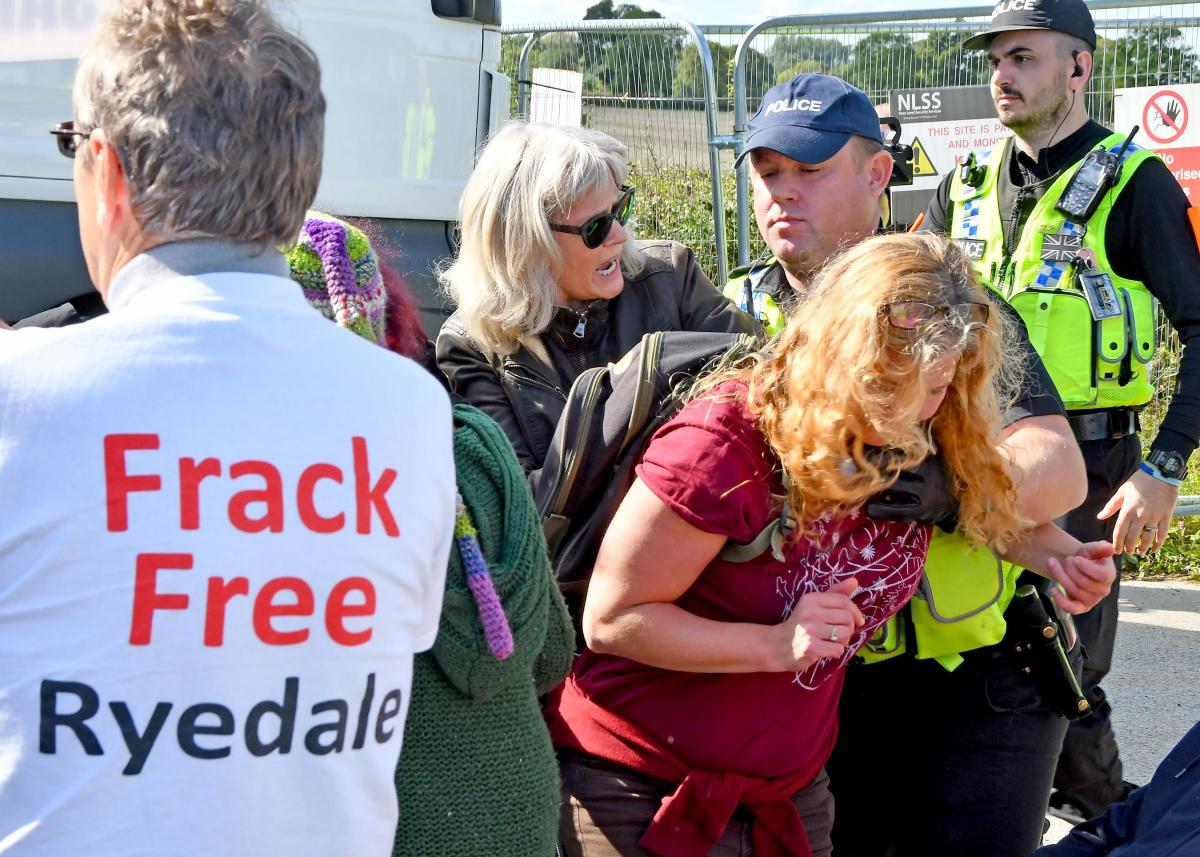 Protesters and police at the Kirby Misperton fracking protest   Picture: David Harrison