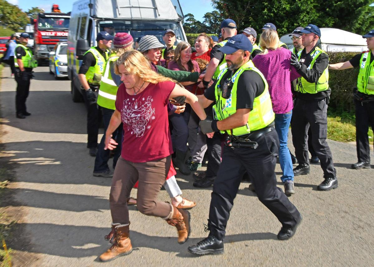 Protesters and police at the Kirby Misperton fracking protest Picture: David Harrison
