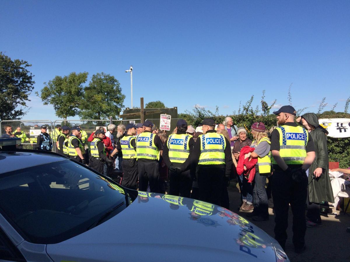 Protesters and police at the Kirby Misperton fracking protest   Picture: David Mackie