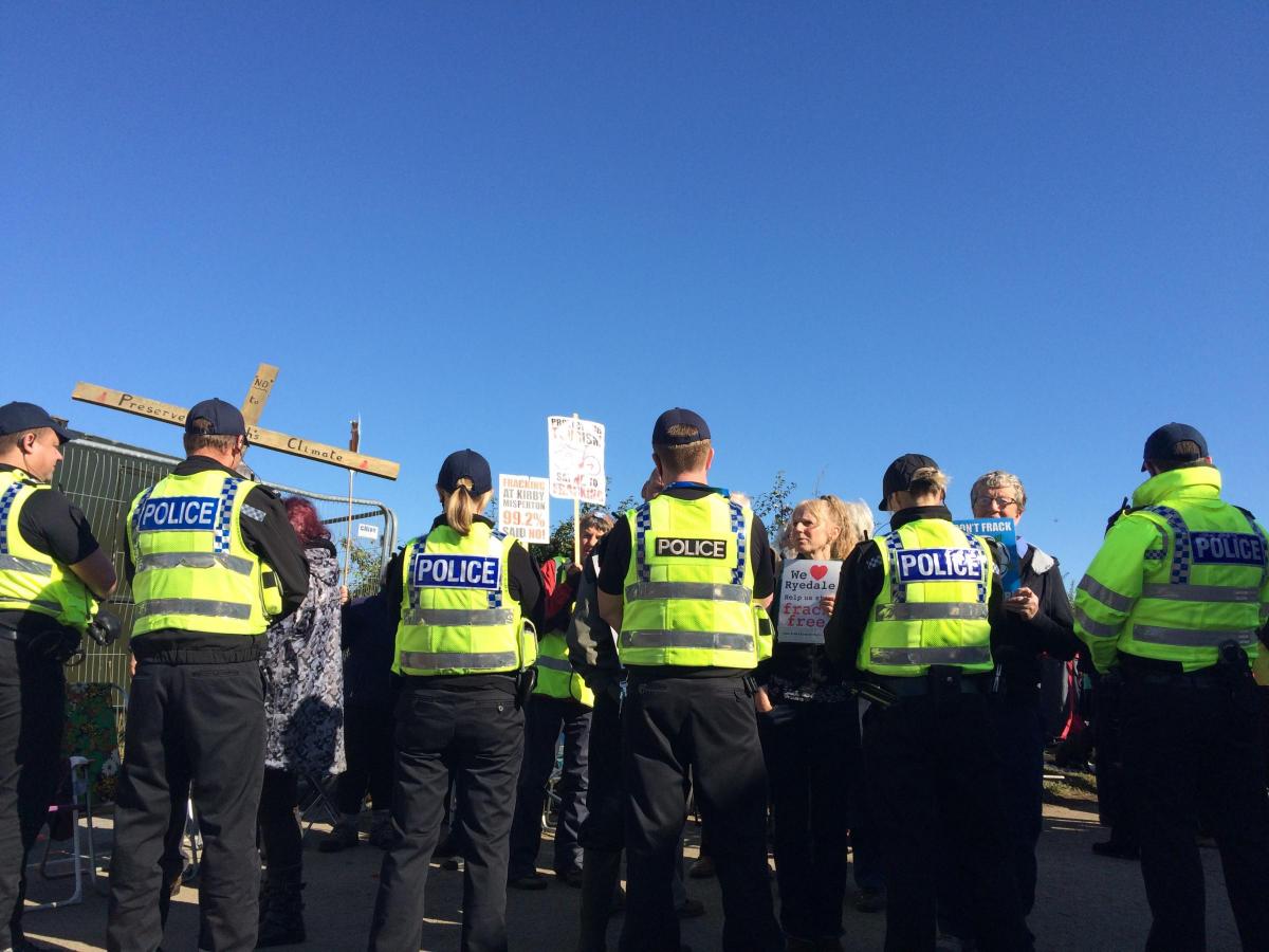 Protesters and police at the Kirby Misperton fracking protest  Picture: David Mackie