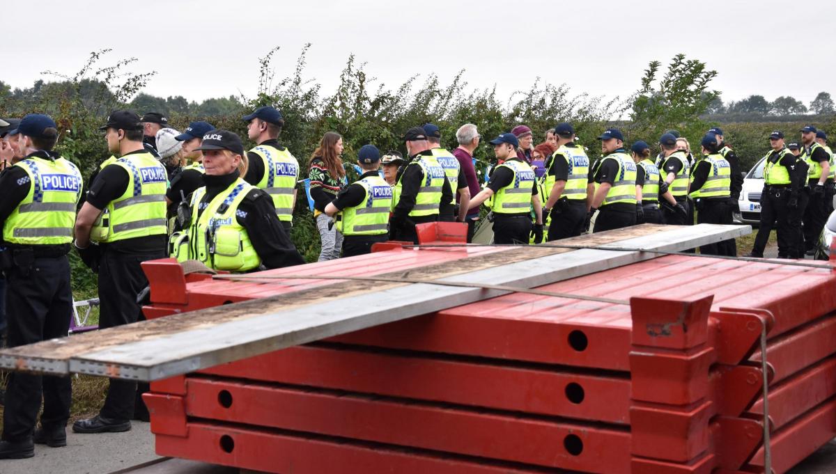 Protesters and police at the Kirby Misperton fracking protest  Picture: Frank Dwyer