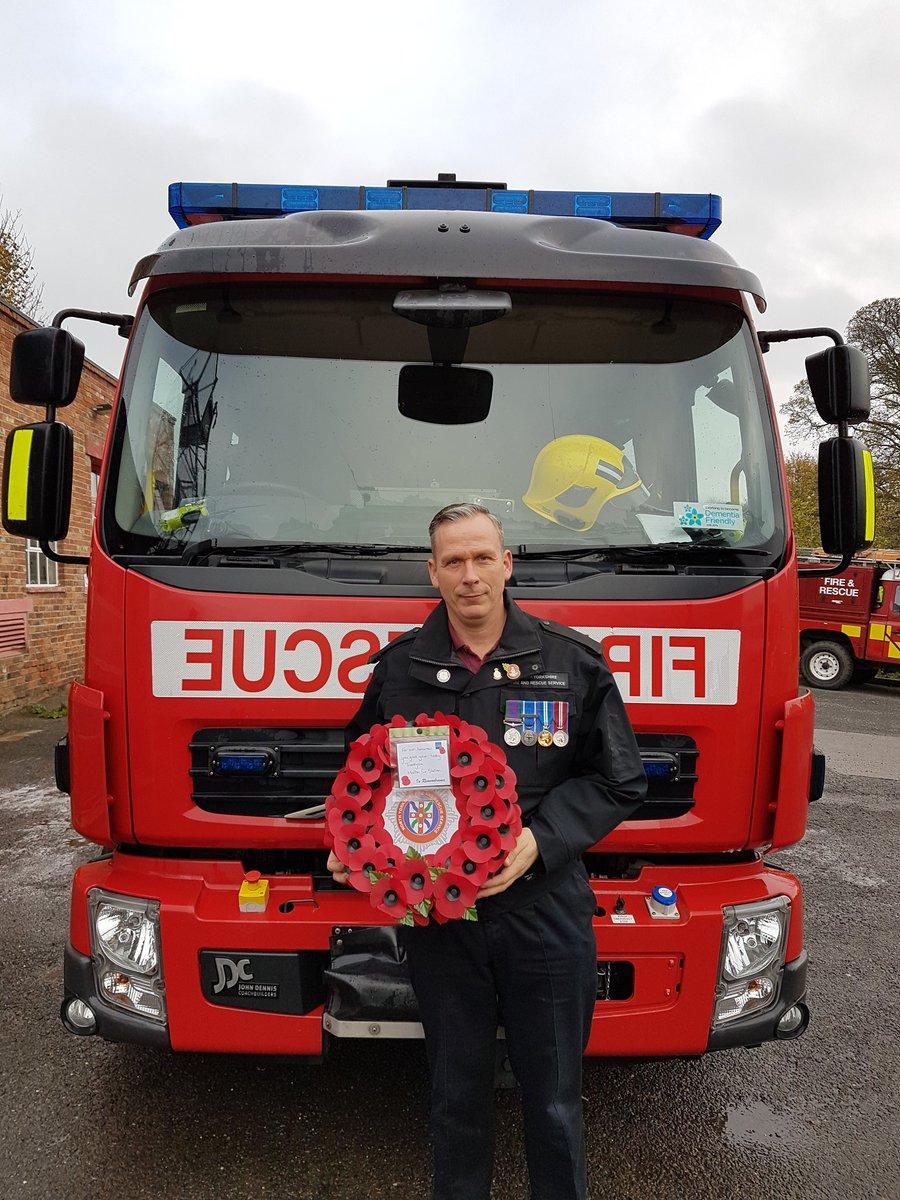 Laying a wreath on behalf of Malton Fire Station at Malton Remembrance Parade  Picture: Bryan Barrett